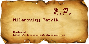 Milanovity Patrik névjegykártya
